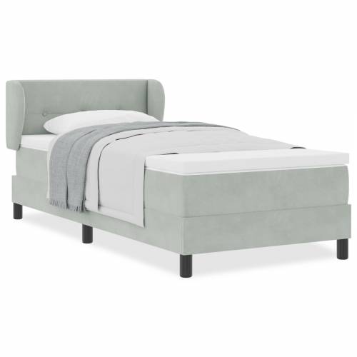 Box Spring krevet s madracem svijetlosivi 90x200 cm baršun Cijena