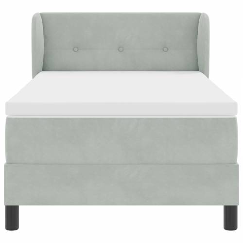 Box Spring krevet s madracem svijetlosivi 90x200 cm baršun Cijena