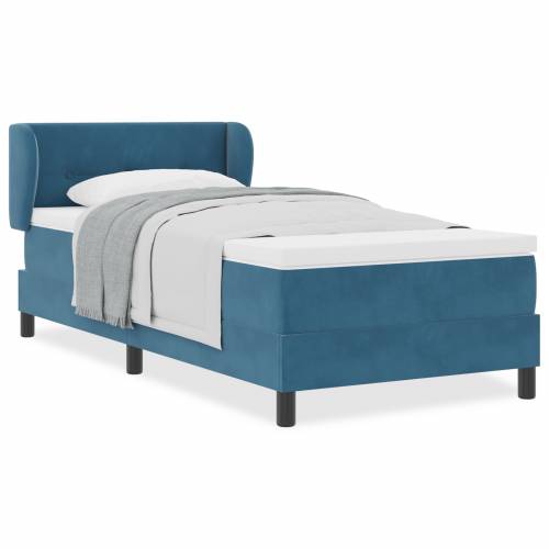 Box Spring Krevet s Madracem u Tamnoplavoj Boji 90x200 cm Baršun Cijena