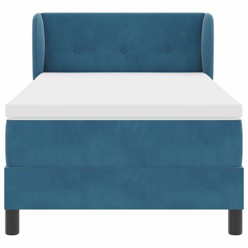 Box Spring Krevet s Madracem u Tamnoplavoj Boji 90x200 cm Baršun Cijena