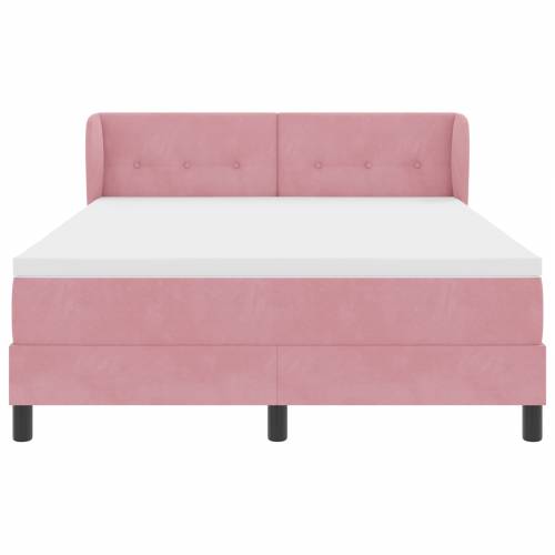 Box Spring Krevet s Madracem Ružičasta 160x200 cm Baršun Cijena