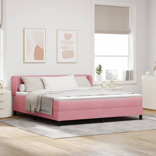 Box Spring Krevet s Madracem Ružičasta 180x200 cm Baršun Cijena