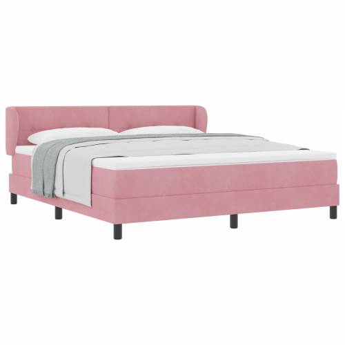 Box Spring Krevet s Madracem Ružičasta 180x200 cm Baršun Cijena