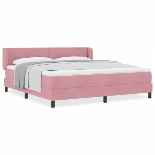 Box Spring Krevet s Madracem Ružičasta 180x200 cm Baršun Cijena