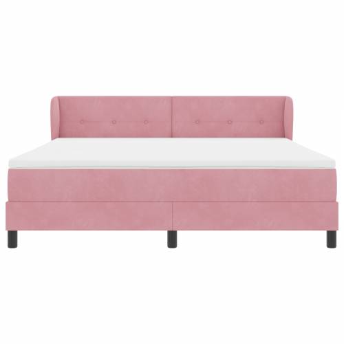 Box Spring Krevet s Madracem Ružičasta 180x200 cm Baršun Cijena
