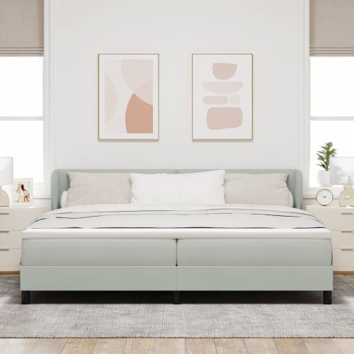 Krevetna okvira sa madracem svjetlosiva 200x200 cm baršun Cijena