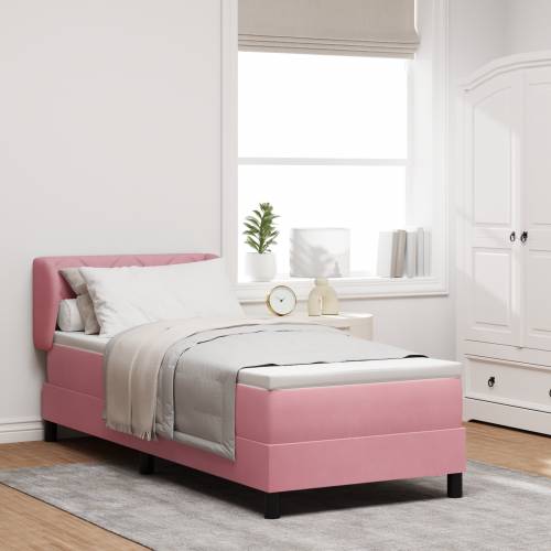 Krevet s Box Spring madracem u ružičastoj boji, 80x200 cm, baršun Cijena