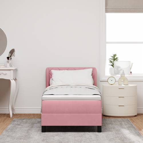 Krevet s Box Spring madracem u ružičastoj boji, 80x200 cm, baršun Cijena