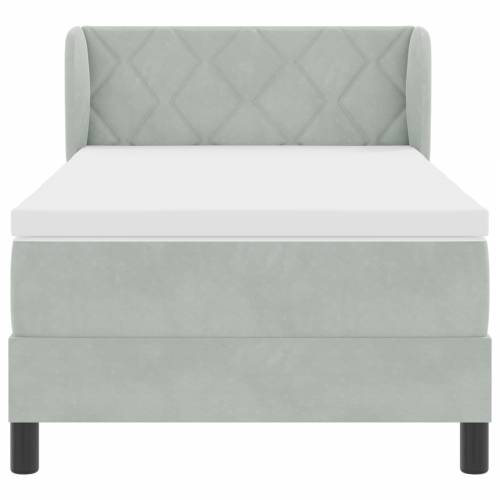 Box Spring Krevet s Madracem Svjetlosiva 90x200 cm Baršun Cijena