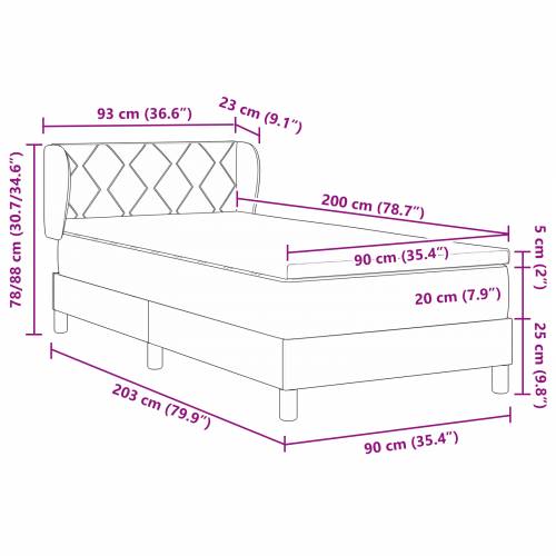 Poljni krevet s madracem Crna 90x200 cm Baršun Cijena