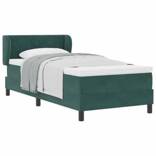 Box Spring krevet s madracem tamnozelena 100x200 cm baršun Cijena