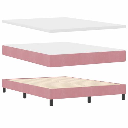 Box Spring Krevet s Madracem Ružičasta 140x190 cm Baršun Cijena