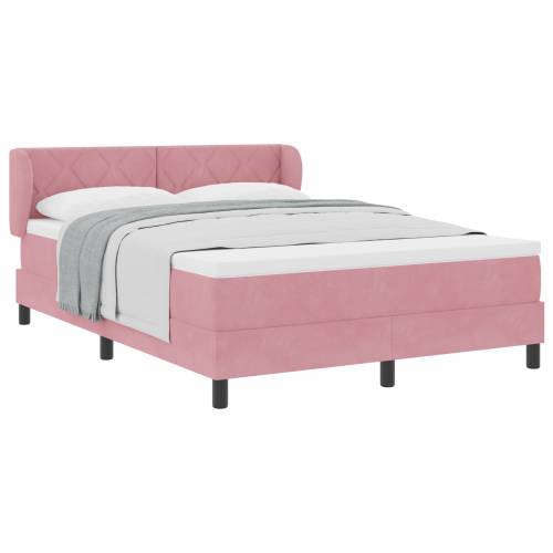 Box Spring Krevet s Madracem Ružičasta 140x190 cm Baršun Cijena