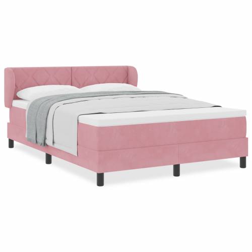 Box Spring Krevet s Madracem Ružičasta 140x190 cm Baršun Cijena