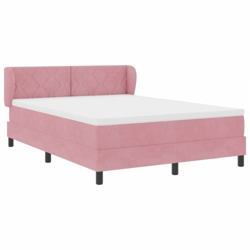 Box Spring Krevet s Madracem Ružičasta 140x190 cm Baršun Cijena