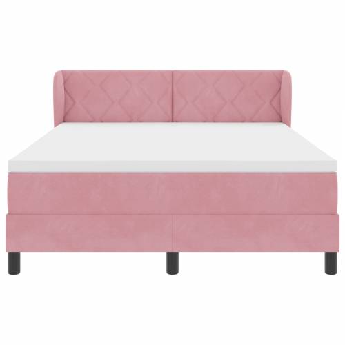 Box Spring Krevet s Madracem Ružičasta 140x190 cm Baršun Cijena