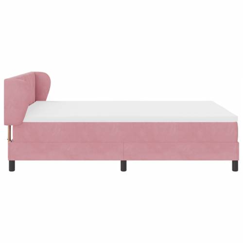 Box Spring Krevet s Madracem Ružičasta 140x190 cm Baršun Cijena