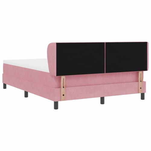 Box Spring Krevet s Madracem Ružičasta 140x190 cm Baršun Cijena