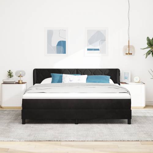 Box Spring krevet s madracem crni 180x200 cm baršun Cijena