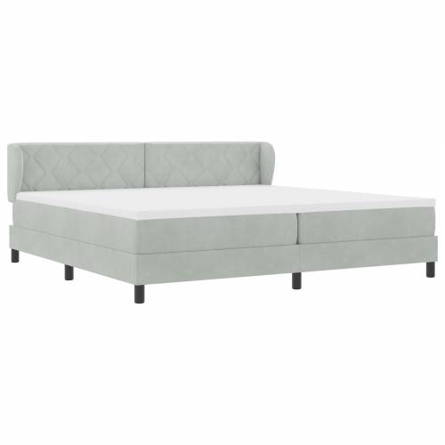 Krevet s madracem svjetlosive boje 200x200 cm od baršuna Cijena
