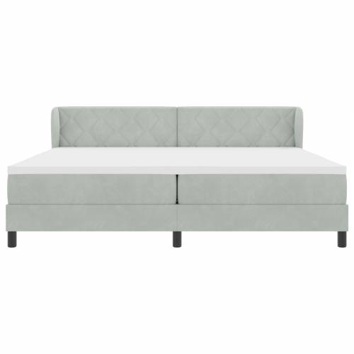 Krevet s madracem svjetlosive boje 200x200 cm od baršuna Cijena