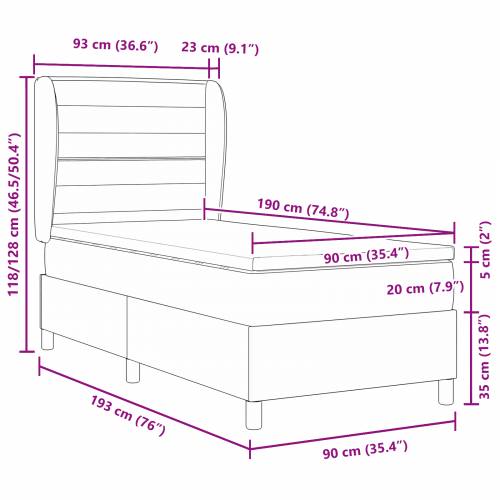 Box Spring Krevet s Madracem u Tamno Sivoj, 90x190 cm, Tkanina Cijena