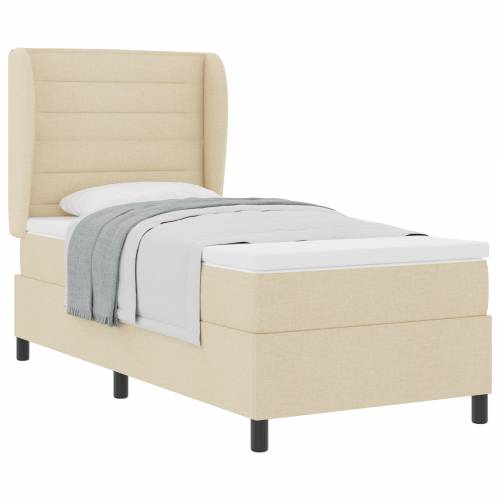 Box Spring Krevet s Madracem Krem 90x200 cm Tkanina Cijena