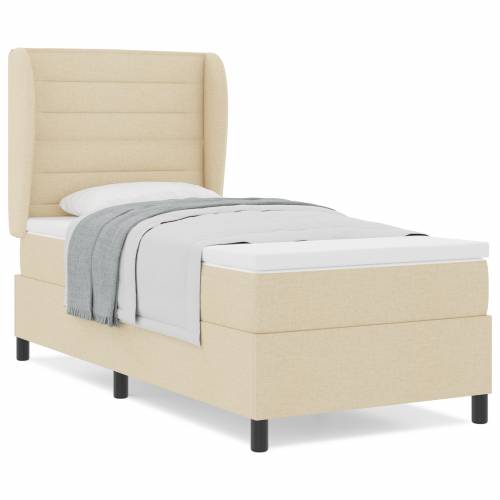 Box Spring Krevet s Madracem Krem 90x200 cm Tkanina Cijena