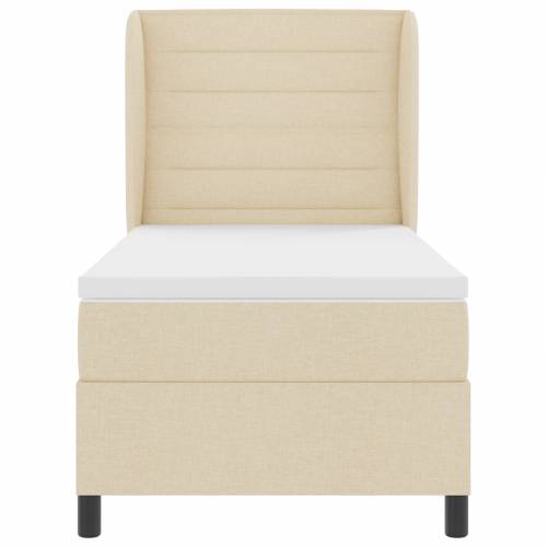 Box Spring Krevet s Madracem Krem 90x200 cm Tkanina Cijena