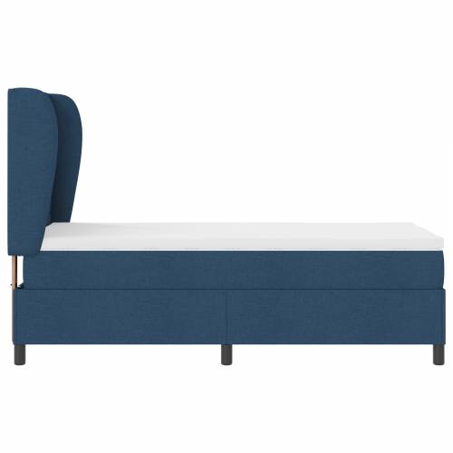 Plavi Box Spring Krevet s Madracem 100x200 cm Tkanina Cijena