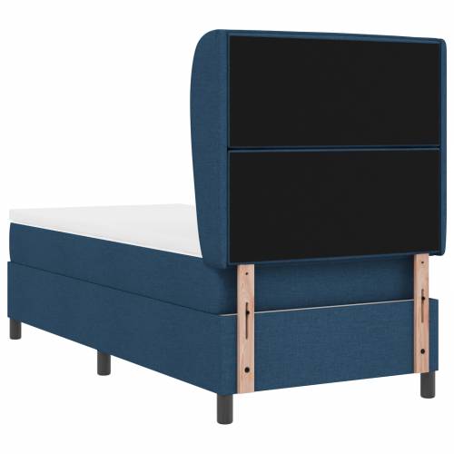 Plavi Box Spring Krevet s Madracem 100x200 cm Tkanina Cijena