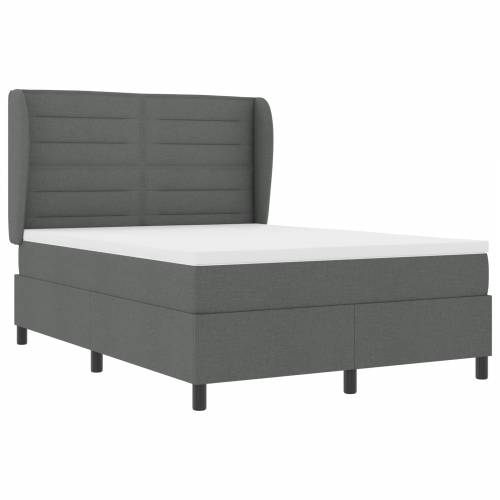 Krevet s box springom i madracem Tamno sivi 140x190 cm Tkanina Cijena