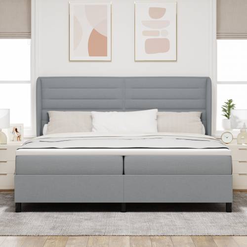 Box Spring Krevet s Madracem Svjetlosiva 200x200 cm Tkanina Cijena