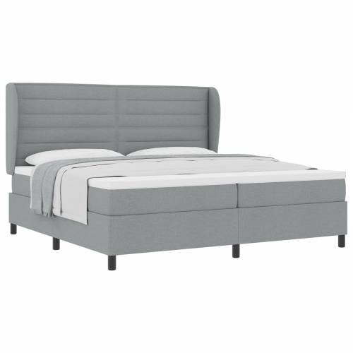 Box Spring Krevet s Madracem Svjetlosiva 200x200 cm Tkanina Cijena
