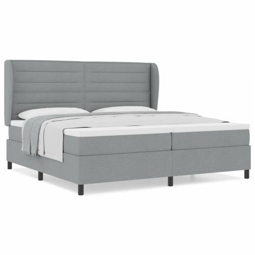 Box Spring Krevet s Madracem Svjetlosiva 200x200 cm Tkanina Cijena