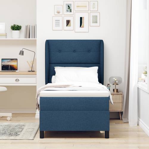 Box Spring Krevet s Madracem Plavi 90x200 cm Tkanina Cijena