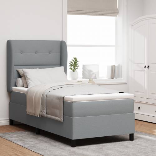 Box Spring Krevet s Madracem Svjetlosiva 100x200 cm Tkanina Cijena