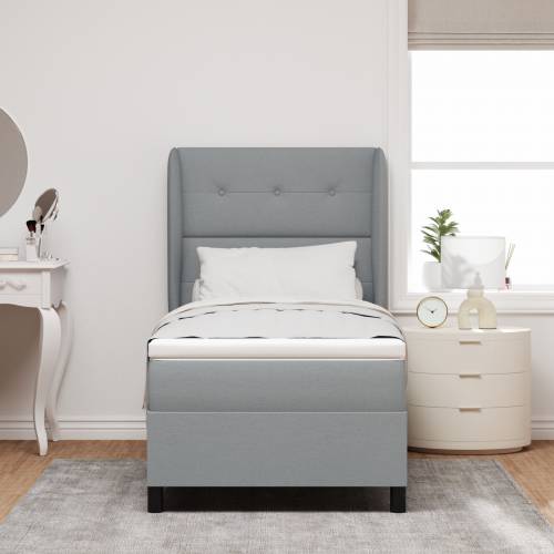 Box Spring Krevet s Madracem Svjetlosiva 100x200 cm Tkanina Cijena