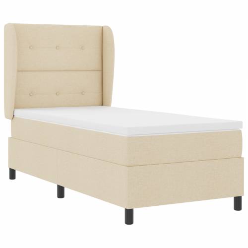 Box Spring Krevet s Madracem u Krem Boji - 100x200 cm Tkanina Cijena