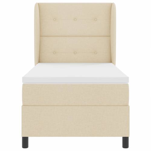 Box Spring Krevet s Madracem u Krem Boji - 100x200 cm Tkanina Cijena
