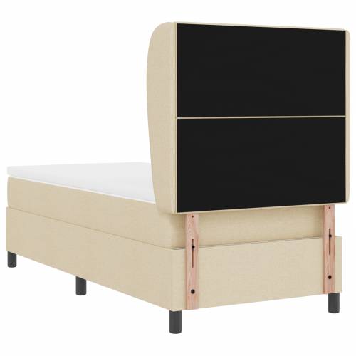 Box Spring Krevet s Madracem u Krem Boji - 100x200 cm Tkanina Cijena