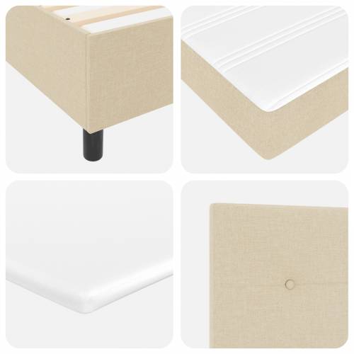 Box Spring Krevet s Madracem u Krem Boji - 100x200 cm Tkanina Cijena