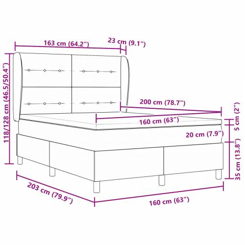 Box Spring krevet s madracem - Tamno siva, 160x200 cm tkanina Cijena
