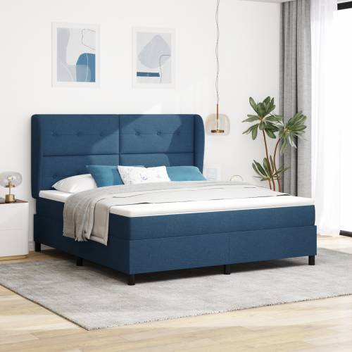 Plavi Box Spring Krevet s Madracem, 180x200 cm, Tkanina Cijena