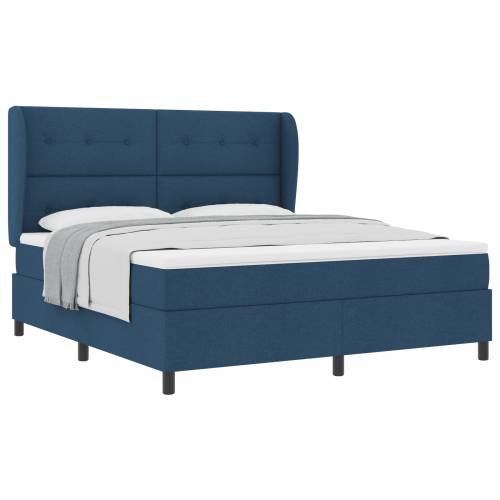 Plavi Box Spring Krevet s Madracem, 180x200 cm, Tkanina Cijena