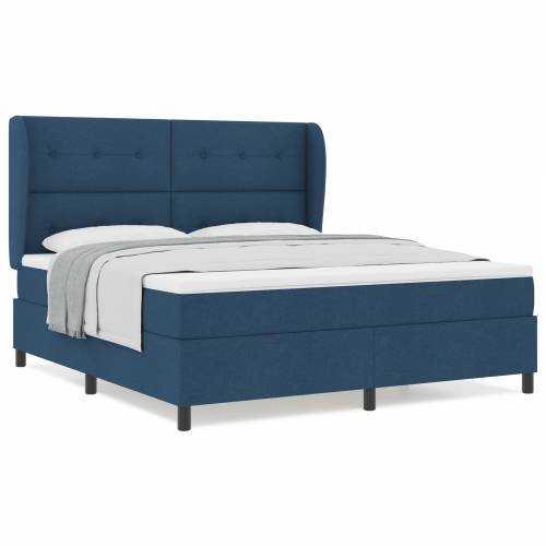 Plavi Box Spring Krevet s Madracem, 180x200 cm, Tkanina Cijena