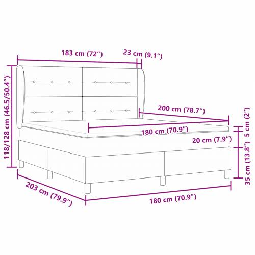Plavi Box Spring Krevet s Madracem, 180x200 cm, Tkanina Cijena