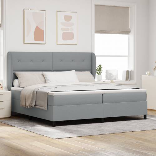 Box Spring Krevet s Madracem - Svjetlosiva, 200x200 cm, Tkanina Cijena