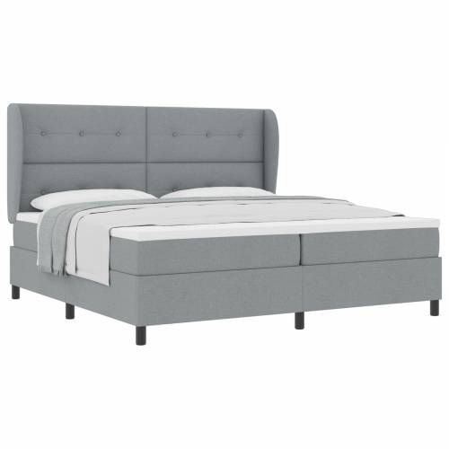 Box Spring Krevet s Madracem - Svjetlosiva, 200x200 cm, Tkanina Cijena
