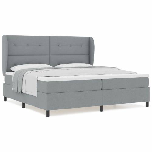 Box Spring Krevet s Madracem - Svjetlosiva, 200x200 cm, Tkanina Cijena